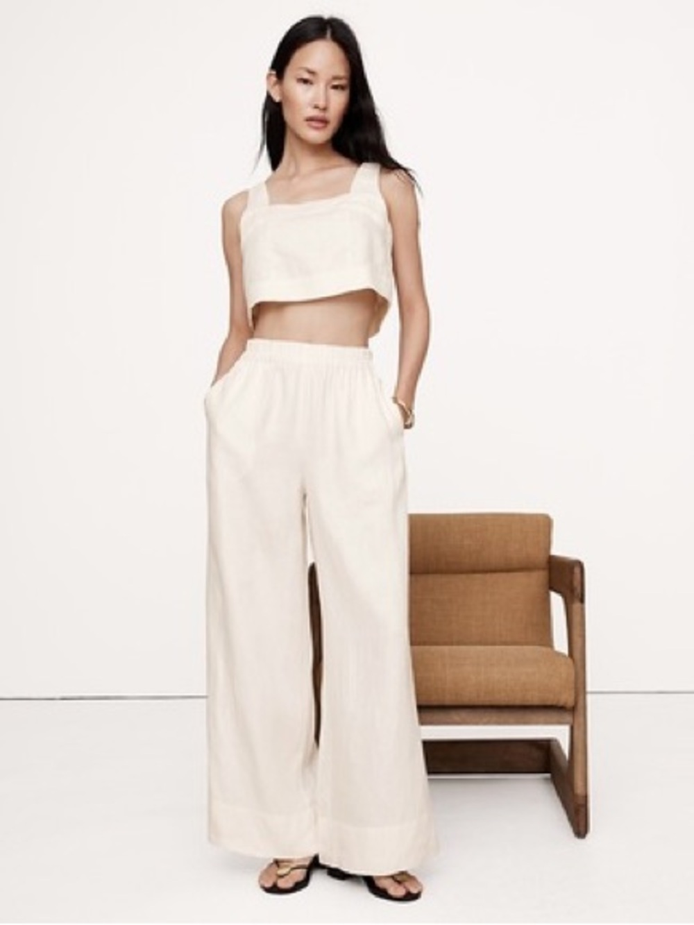 Banana Republic White Linen Square-Neck Crop Top - Picture 4 of 7
